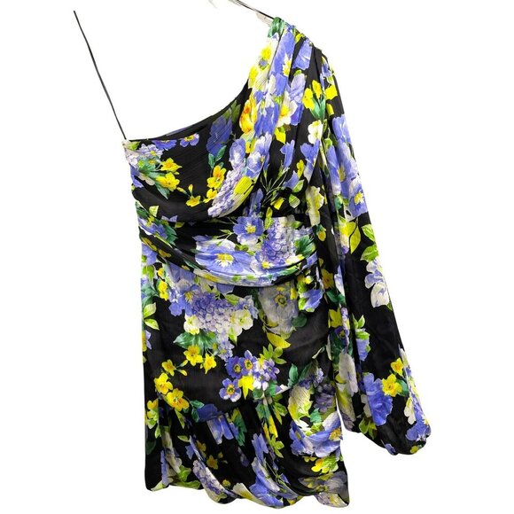 LIne and Dot Floral One-Shoulder Mini Dress Size Small - Picture 4 of 8